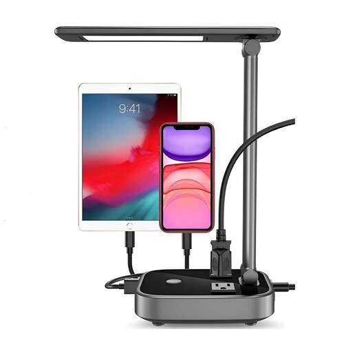 Lámpara De Escritorio Led Con 4 Usb Y 2 Salidas De Ca