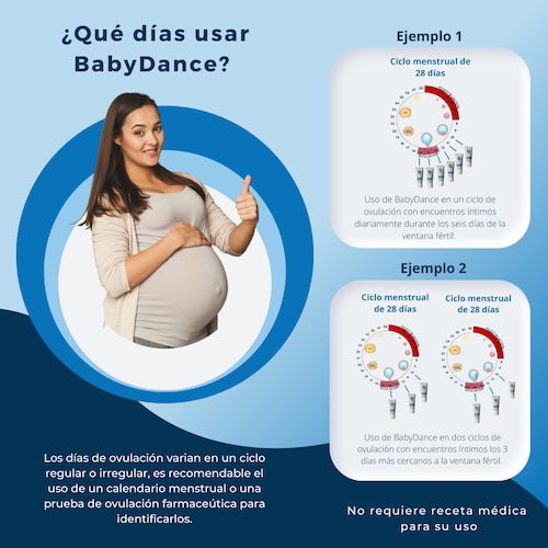 BabyDance Lubricante de Fertilidad. Único gel vaginal, SIN PARABENOS que estimula la fertilidad de ambos cuando buscan embarazo.