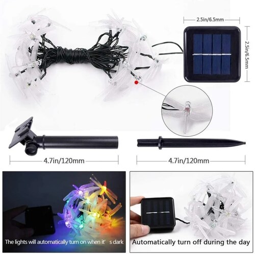 Serie De Luces Coloridas Libélula Carga Solar 6.5 M