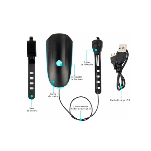 Luz Bicicleta Recargable Delantera Y Traser Y Claxon.