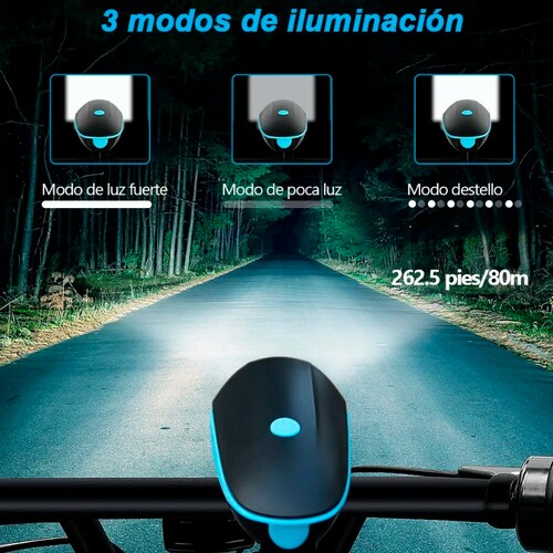 Luz Bicicleta Recargable Delantera Y Traser Y Claxon.