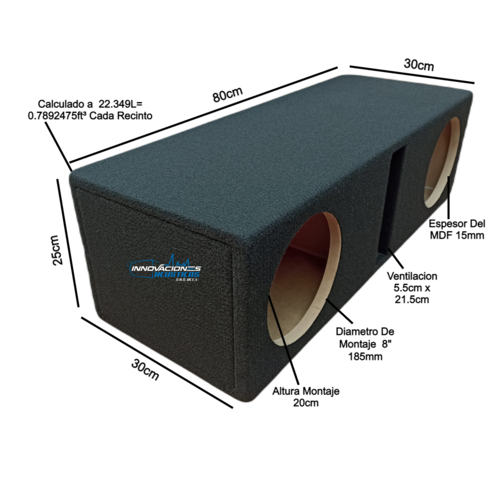 Cajon Para Dos Woofer De 8 Pulgadas Ventilado