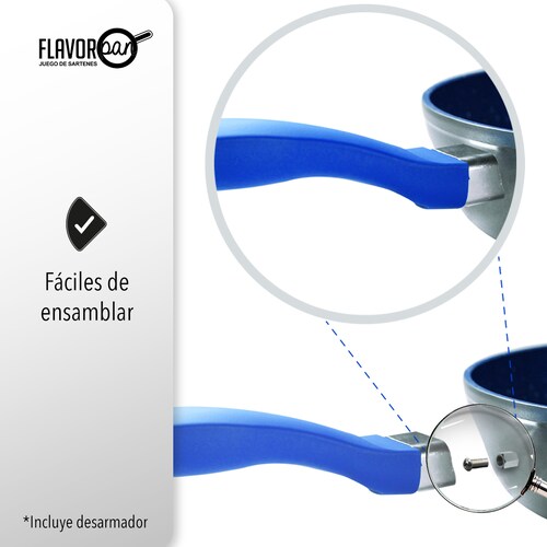 Juego Sartenes Stone Antiadherentes Tefal Zafiro Flavor Pan