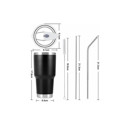Vaso Térmico De 30oz Acero Inoxidable Con Popote Y Cepillo 