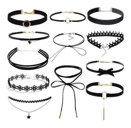 12 Gargantillas Choker Black 