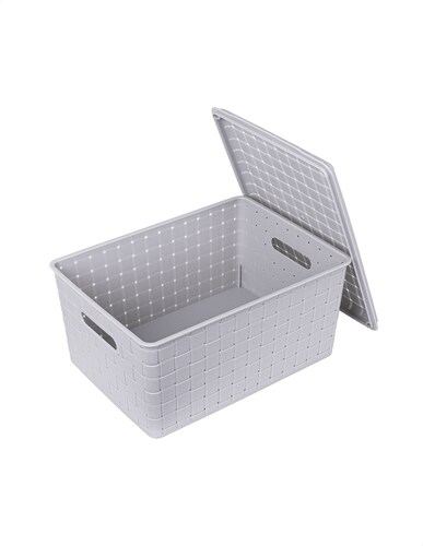 Caja organizadora plástica con tapa mediana gris Tutti