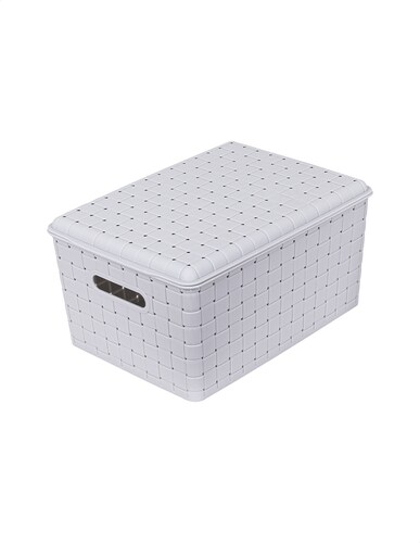 Caja organizadora plástica con tapa mediana gris Tutti
