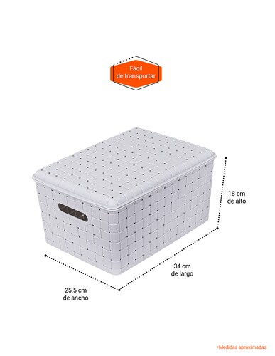 Caja organizadora plástica con tapa mediana gris Tutti