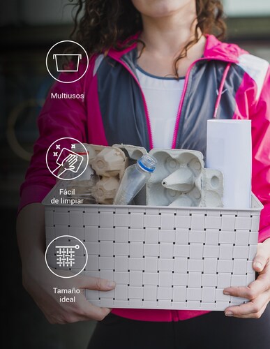 Caja organizadora plástica con tapa mediana gris Tutti