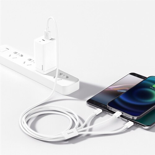 Adaptador USB 3 en 1 (iPhone / Lightning / Micro-USB) - Blanco