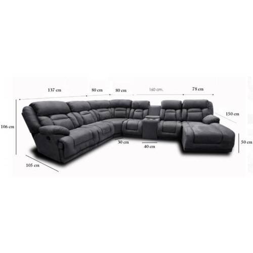 Sala Modular c/ Reclinable Marduk Gris Oxford  chaise der. MADERIAN // ENTREGA EN CDMX Y ZONA METROPOLITANA