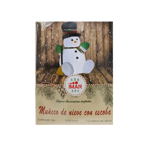 Inflable Navideño Muñeco De Nieve Con Escoba y Luz Led 1.20 Mts Snowman 