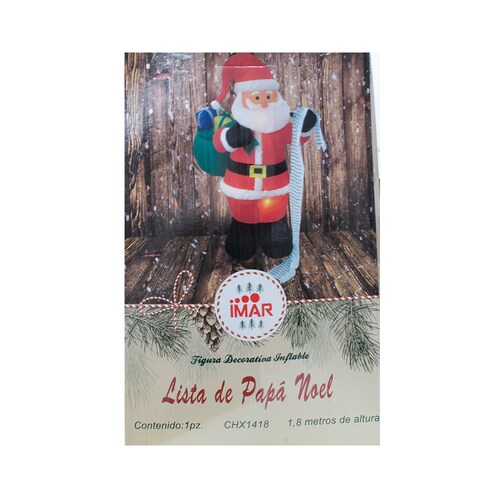 Inflable Navideño Santa Claus Con Lista Y Regalos Luz Led 1.80 Mts Papá Noel