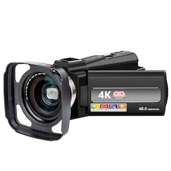 Videocámaras Cámara de video 4K 48MP Cámara grabadora de video con visión  nocturna IR Cámara de vlogging para  Kids Videocámara con pantalla