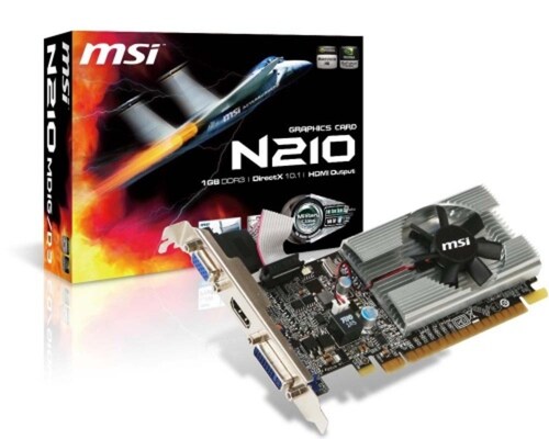 MSI GeForce 210, 1GB GDDR3, DVI, VGA, HDCP, PCI Express 2.0 