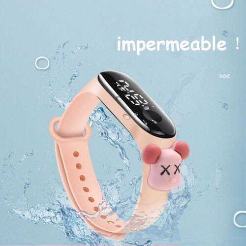 Reloj Deportivo De Dibujo Animado Infantil Cerdito Rosa 