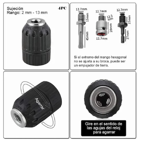  Adaptador Sds Plus Destornillador Impact Broquero Chuck 1/2 
