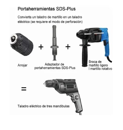  Adaptador Sds Plus Destornillador Impact Broquero Chuck 1/2 