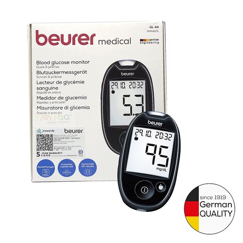 Glucómetro Medidor De Nivel Azucar en Sangre - Glucemia P/ Diabetes GL44 Beurer.