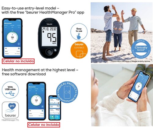 Glucómetro Medidor De Nivel Azucar en Sangre - Glucemia P/ Diabetes GL44 Beurer.
