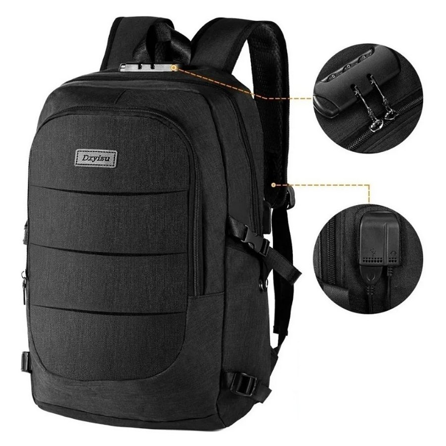 Mochila Negra Antirrobo Impermeable Para Laptop 15.6inches