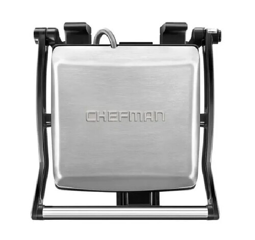 Parrilla Chefman prensa panini apertura 180 Grados RJ02-180-4-R