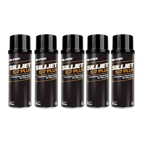 5 Pack - Limpiador electrónico, Silimex Silijet E-7 plus, de alto poder, 454 ML.