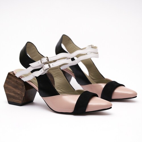 Zapatos Mujer Tacon Madera Jey Velez Piel Claudia