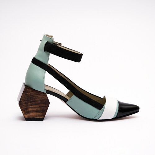 Zapatos Mujer Tacon Madera Jey Velez Piel Angelica