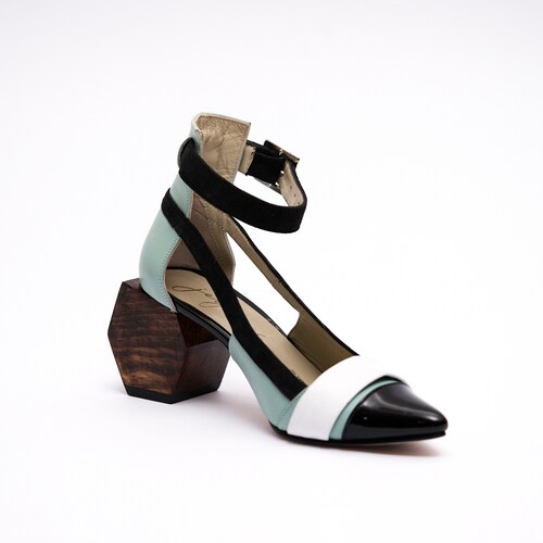 Zapatos Mujer Tacon Madera Jey Velez Piel Angelica