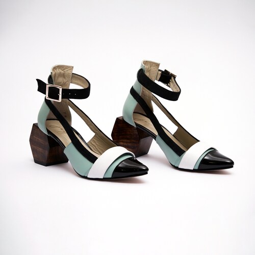 Zapatos Mujer Tacon Madera Jey Velez Piel Angelica