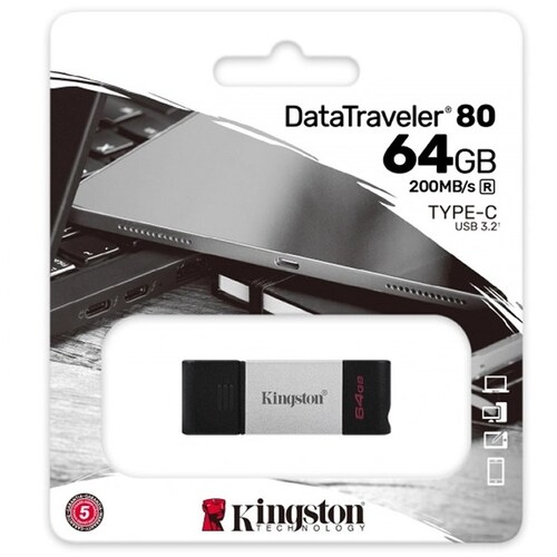 Memoria Flash USB C 3.2 Kingston DataTraveler 80 64GB Metalica DT80/64GB