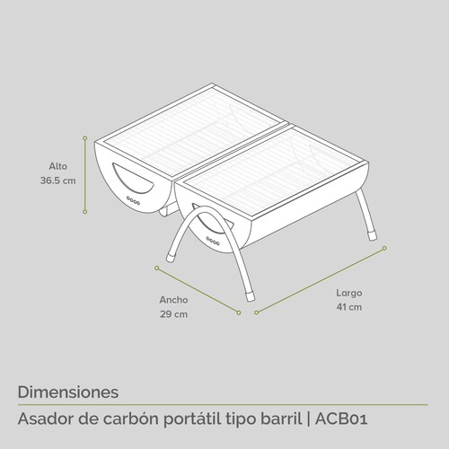 Asador De Carbón Tipo Barril Portátil Avera ACB01