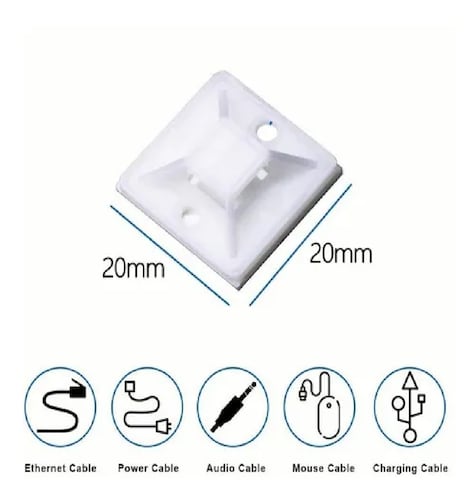 Set Bases Adherible Y Cinchos Plástico Blanco