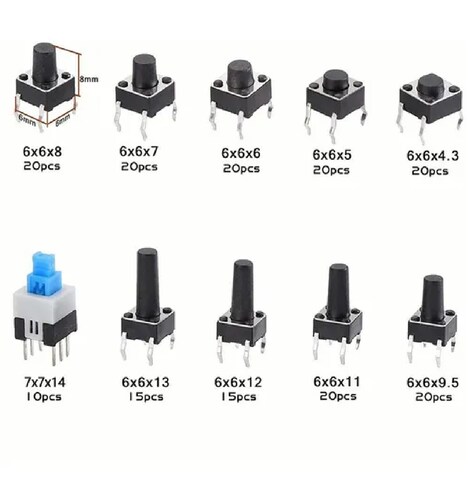 Kit De Push Button 4 Pines Diferentes Tamaños