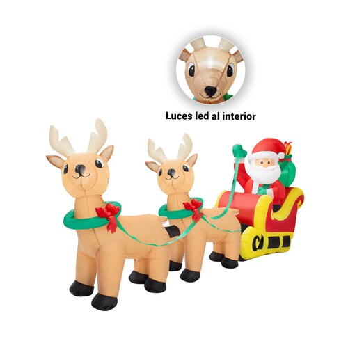 Inflable Navideño Santa 2 Renos Trineo Luz Led 1 Mt Adorno