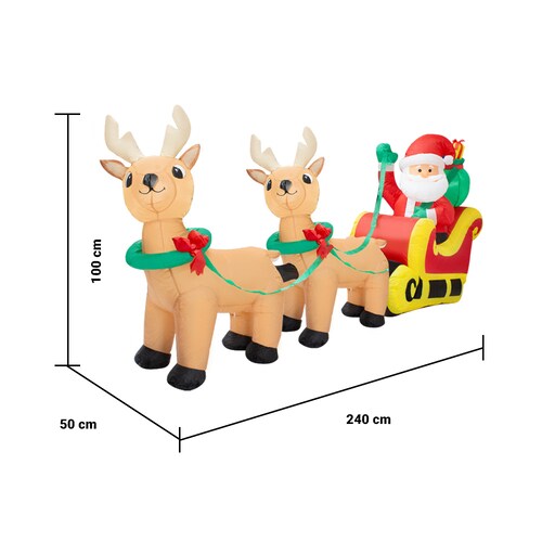 Inflable Navideño Santa 2 Renos Trineo Luz Led 1 Mt Adorno