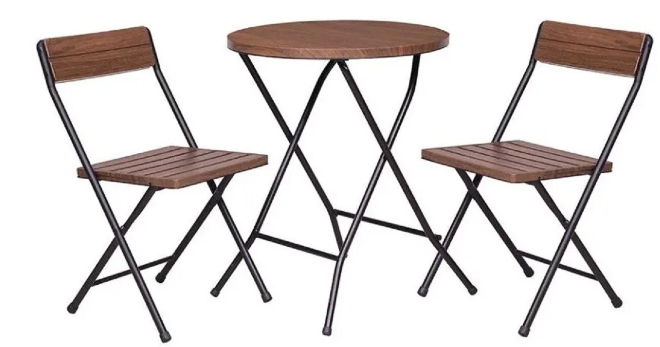 set Juego De Sillas Y Mesa Bistro 3 Piezas Café Plegable
