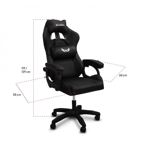 Silla Gamer ergonómica reclinable negro con cojín lumbar hasta 150 Kg .