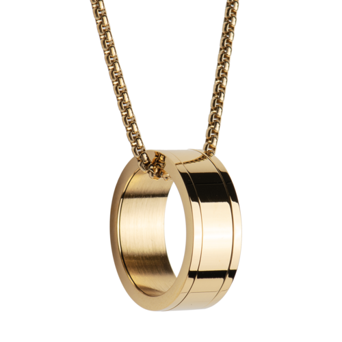 LUCKMAN Collar Hombre con Anillo , Cadena con Dije, Acero Inoxidable con Baño de Oro 18k - Modelo Henry