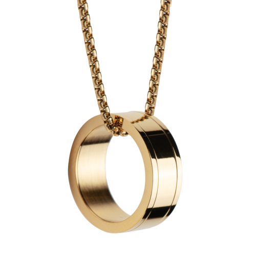 LUCKMAN Collar Hombre con Anillo , Cadena con Dije, Acero Inoxidable con Baño de Oro 18k - Modelo Henry