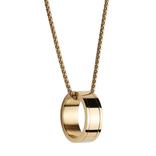 LUCKMAN Collar Hombre con Anillo , Cadena con Dije, Acero Inoxidable con Baño de Oro 18k - Modelo Henry
