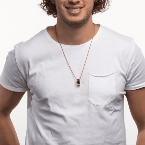 LUCKMAN Collar Hombre con Anillo , Cadena con Dije, Acero Inoxidable con Baño de Oro 18k - Modelo Henry