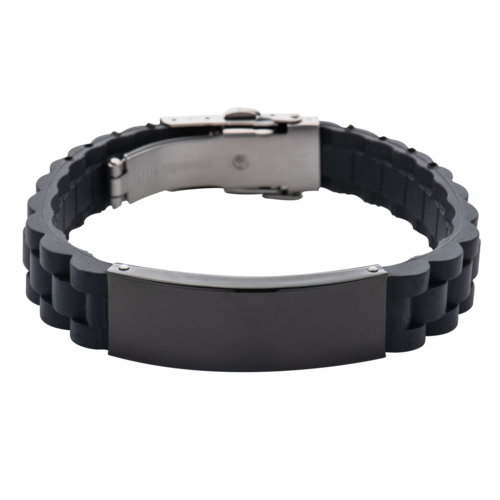 LUCKMAN Pulsera para Hombre de Acero Inoxidable Color Negro y Caucho , Brazalete estilo Reloj - Modelo Carter
