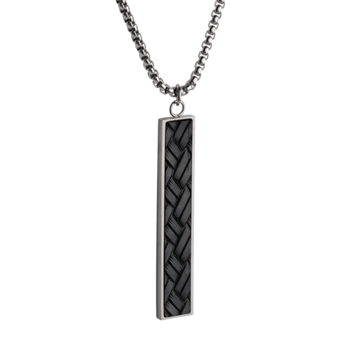 LUCKMAN Collar para Hombre Original , Cadena con Dije, Acero Inoxidable Color Plata y Caucho - Modelo Finn