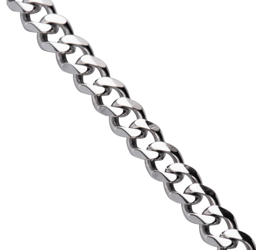 LUCKMAN Cadena para Hombre Cubana , Collar de Acero Inoxidable Color Plata - Modelo Caleb