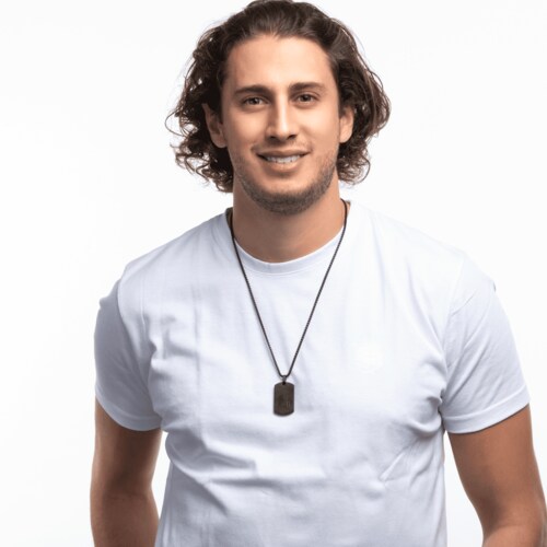 LUCKMAN Collar Hombre , Cadena con Dije de Placa con Zirconia Cúbica, Acero Inoxidable Color Negro - Modelo Gavin
