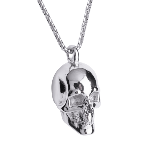 LUCKMAN Collar Hombre , Cadena con Dije de Calavera, Acero Inoxidable Color Plata - Modelo Troy