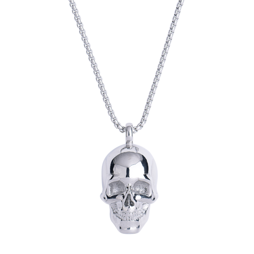 LUCKMAN Collar Hombre , Cadena con Dije de Calavera, Acero Inoxidable Color Plata - Modelo Troy