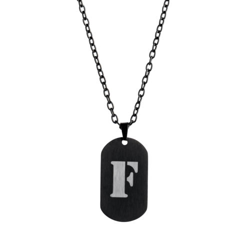 LUCKMAN Collar Hombre de Inicial Letra F , Cadena con Dije, Acero Inoxidable Color Negro y Plata - Modelo Dylan